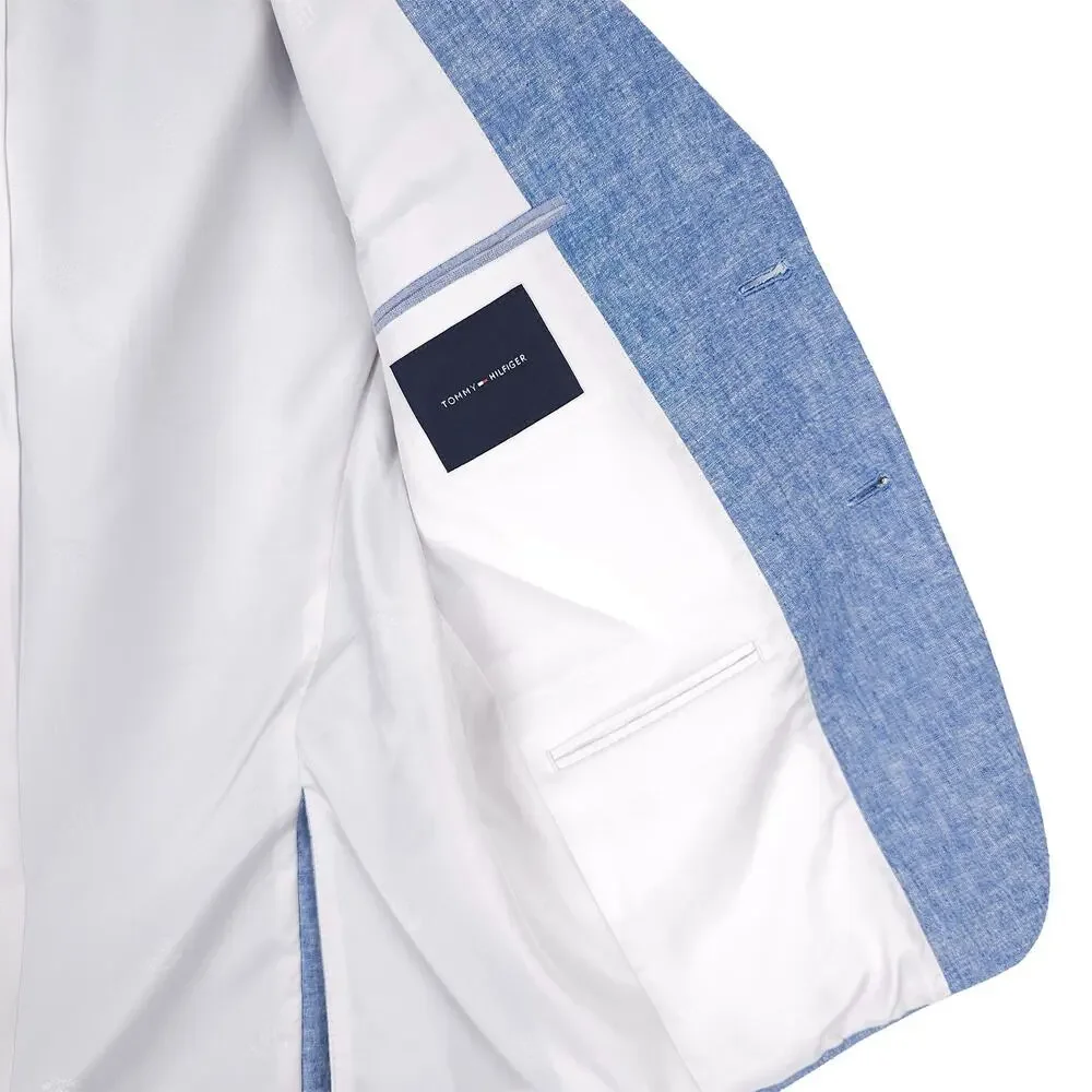 Tommy Hilfiger Mens Modern Fit Sport Coat 40S Light Blue Linen Cotton Blend NWOT